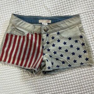 No Boundaries Red and Blue Star Striped Jean Shorts